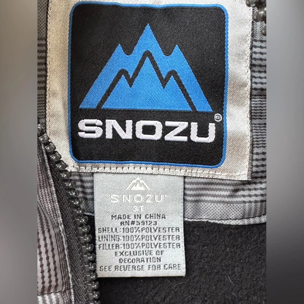 Snozu Gray Plaid Puffer Jacket with Hood